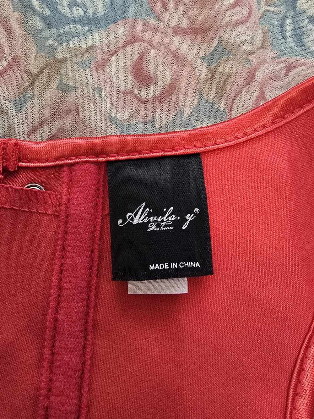 Red Brocade Corset Top - Unbranded - Picture 2 of 7